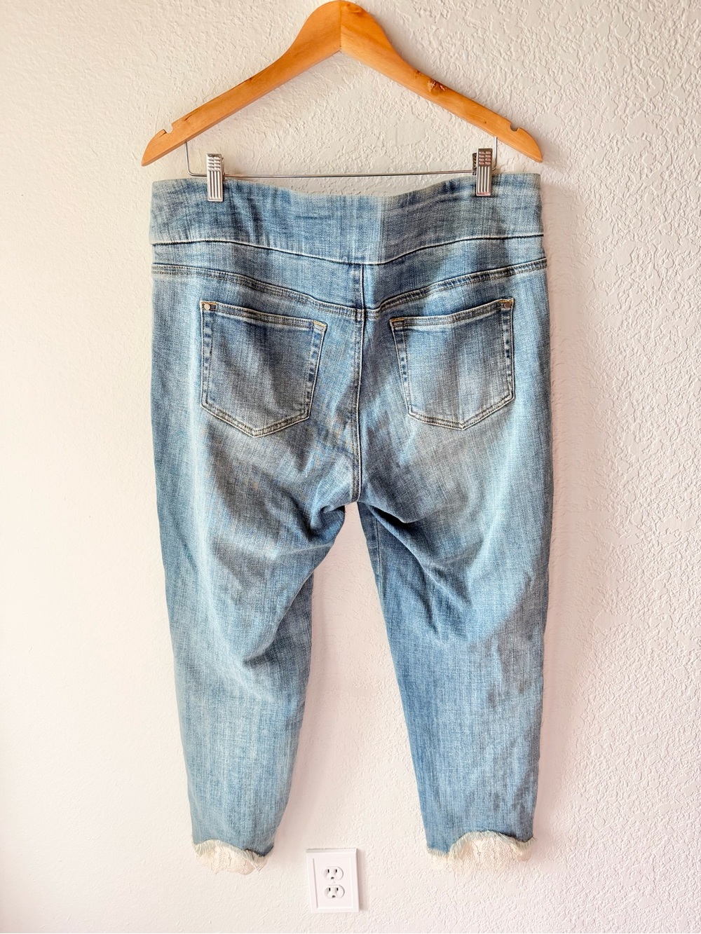 Tru Luxe Lace Ankle Hem Pull On Jeans Sz 14 - Picture 5 of 6